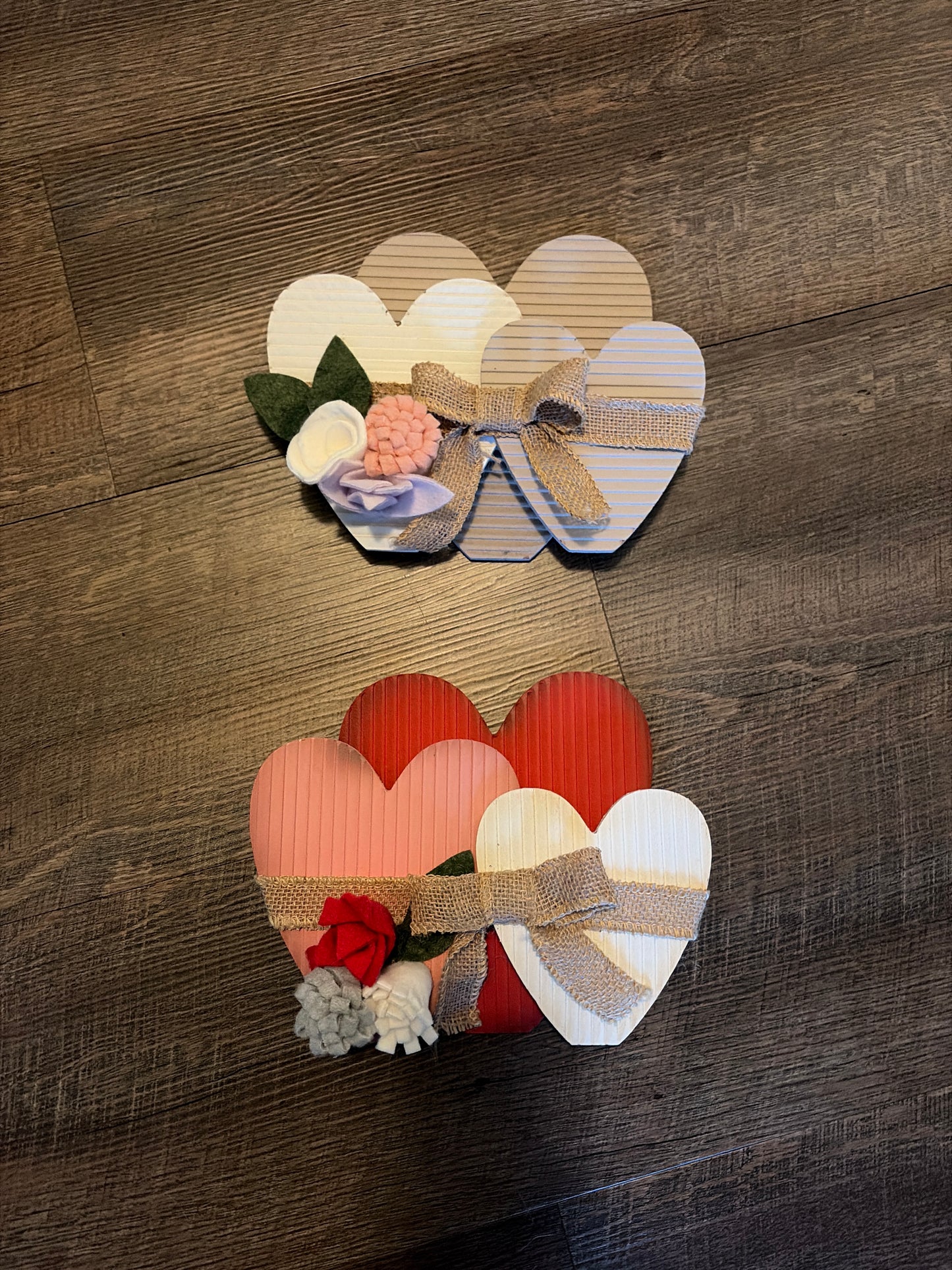 Three wooden hearts