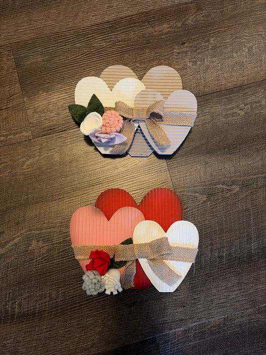 Three wooden hearts