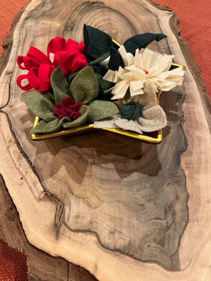 Dish with felt flowers-Seasonal