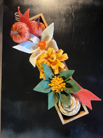 Wooden Box with Succulents and Flowers