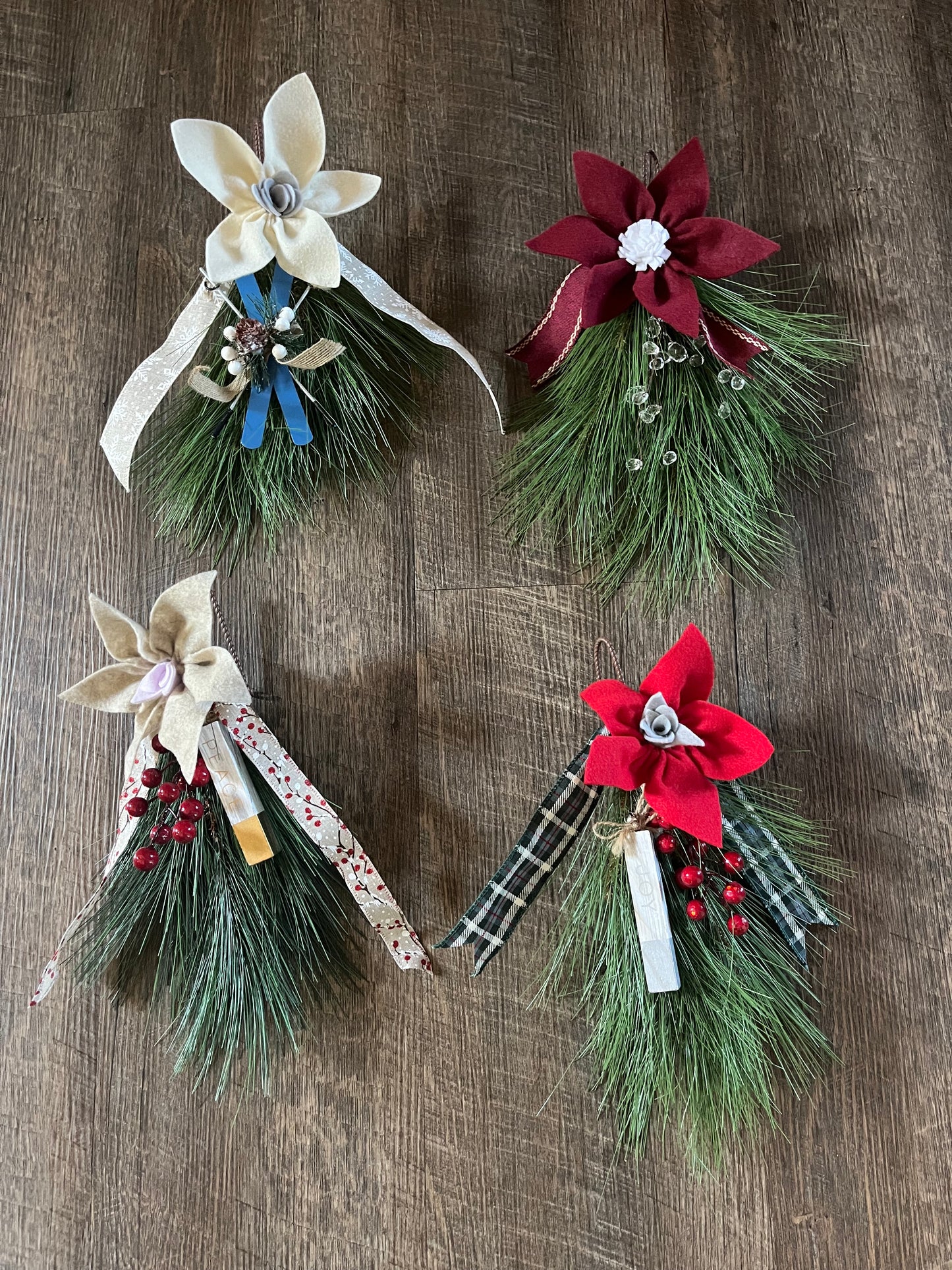 Greenery bough with felt flowers